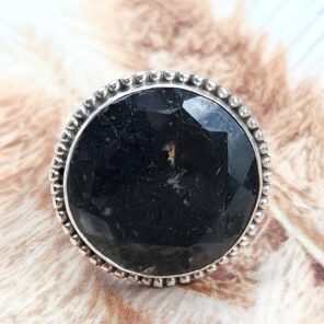 Moss Agate Size US 8 925 Sterling Silver Ring (REXT6-195)
