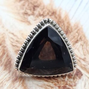 Smoky Quartz Size US 7 925 Sterling Silver Ring (REXT6-224)