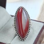 Red Agate Size US 9 925 Sterling Silver Ring (REXT6-204)
