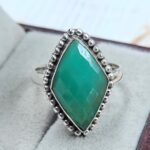 Green Onyx Size US 9 925 Sterling Silver Ring (REXT6-206)