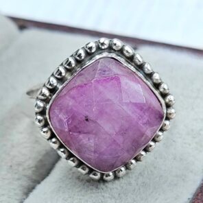 Pink Rainbow Moonstone Size US 7 925 Sterling Silver Ring (REXT6-188)
