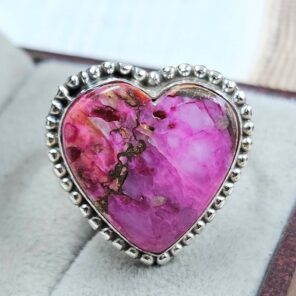 Pink Dahlia Turquoise Size US 11 925 Sterling Silver Ring (REXT6-220)