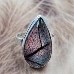 Aurora Opal Leaf Size US 6 925 Sterling Silver Ring (REXT6-174)