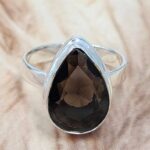 Smoky Quartz Size US 9 925 Sterling Silver Ring (REXT6-155)