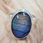 Aurora Opal Leaf Size US 8 925 Sterling Silver Ring (REXT6-152)