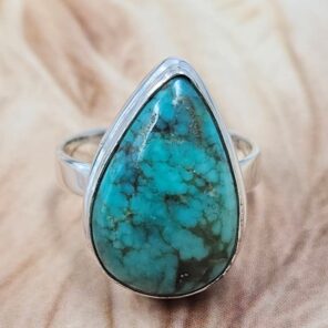 Chrysocolla Size US 9 925 Sterling Silver Ring (REXT6-158)