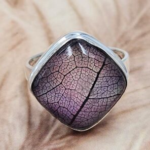 Aurora Opal Leaf Size US 10 925 Sterling Silver Ring (REXT6-165)