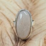 Peach Moonstone Size US 7 925 Sterling Silver Ring (REXT6-147)