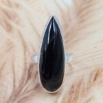 Black Onyx Size US 8 925 Sterling Silver Ring (REXT6-148)