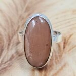 Peach Moonstone Size US 9 925 Sterling Silver Ring (REXT6-172)