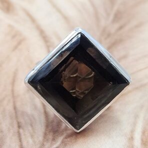Smoky Quartz Size US 10 925 Sterling Silver Ring (REXT6-167)