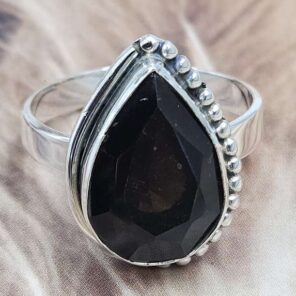 Smoky Quartz Size US 10" 925 Sterling Silver Ring (RS107-243)