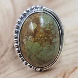 Kingman Turquoise Size US 6" 925 Sterling Silver Ring (RS107-204)