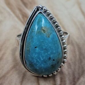 Kingman Turquoise Size US 8" 925 Sterling Silver Ring (RS107-218)