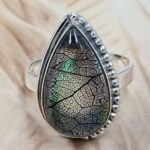 Aurora Opal Leaf Size US 10" 925 Sterling Silver Ring (RS107-238)