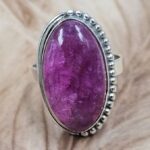Pink Rainbow Moonstone Size US 9" 925 Sterling Silver Ring (RS107-230)