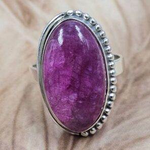 Pink Rainbow Moonstone Size US 9" 925 Sterling Silver Ring (RS107-230)
