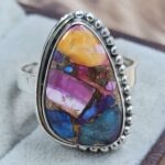 Pink Dahlia Turquoise Size US 9" 925 Sterling Silver Ring (RS107-227)