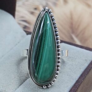 Malachite Size US 10" 925 Sterling Silver Ring (RS107-244)