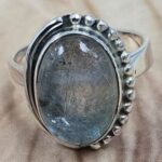 Labradorite & Golden Rutile Size US 7" 925 Sterling Silver Ring (RS107-216)