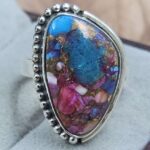 Pink Dahlia Turquoise Size US 8" 925 Sterling Silver Ring (RS107-223)