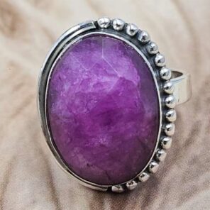 Pink Moonstone Size US 7" 925 Sterling Silver Ring (RS107-212)