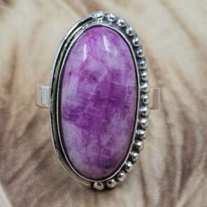 Pink Moonstone Size US 6" 925 Sterling Silver Ring (RS107-205)