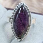 Aurora Opal Leaf Size US 10" 925 Sterling Silver Ring (RS107-240)
