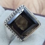 Smoky Quartz Size US 8" 925 Sterling Silver Ring (RS107-220)