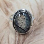 Aurora Opal Leaf Size US 11 925 Sterling Silver Ring (REXT153-135)