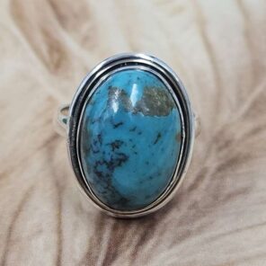 Iranian Turquoise Size US 8 925 Sterling Silver Ring (REXT153-109)