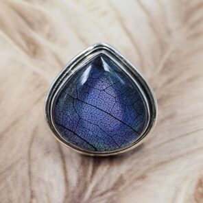 Aurora Opal Leaf Size US 9 925 Sterling Silver Ring (REXT153-115)