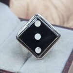 Black Onyx Dice Size US 8 925 Sterling Silver Ring (REXT153-112)