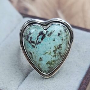 Chrysocolla Size US 9 925 Sterling Silver Ring (REXT153-123)
