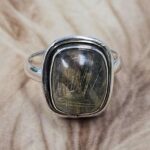 Golden Rutile & Labradorite Doublet Size US 8 925 Sterling Silver Ring (REXT153-110)