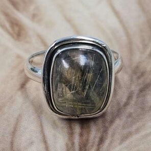 Golden Rutile & Labradorite Doublet Size US 8 925 Sterling Silver Ring (REXT153-110)