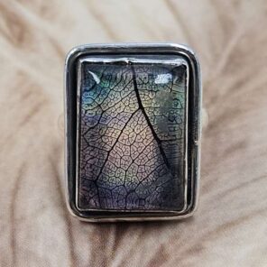 Aurora Opal Leaf Size Us 7 925 Sterling Silver Ring (REXT153-98)