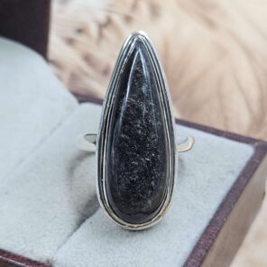 Silver Sheen Obsidian Size US 10 925 Sterling Silver Ring (REXT153-133)