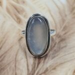 Peach Moonstone Size US 10 925 Sterling Silver Ring (REXT153-132)