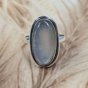 Peach Moonstone Size US 10 925 Sterling Silver Ring (REXT153-132)