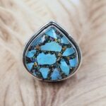 Aurora Opal & Kingman Turquoise Size US 10 925 Sterling Silver Ring (REXT153-129)