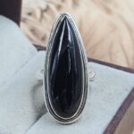 Black Onyx Size US 7 925 Sterling Silver Ring (REXT153-102)