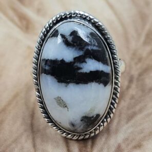 Zebra Jasper Size US 11" 925 Sterling Silver Ring (REXT71-194)