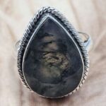 Moss Agate Size US 8" 925 Sterling Silver Ring (REXT71-174)
