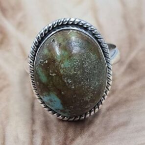 Kingman Turuoise Size US 9" 925 Sterling Silver Ring (REXT71-156)
