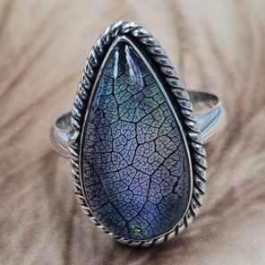 Synthetic Aurora Opal Size US 8" 925 Sterling Silver Ring (REXT71-169)