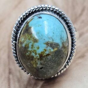 Kingman Turquoise Size US 7" 925 Sterling Silver Ring (REXT71-180)