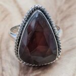 Hessonite Garnet Size US 9" 925 Sterling Silver Ring (REXT71-158)