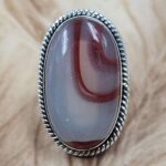 Red Agate Size US 8" 925 Sterling Silver Ring (REXT71-172)