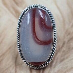 Red Agate Size US 8" 925 Sterling Silver Ring (REXT71-172)